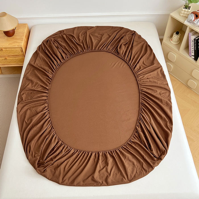 91家纺网 家纺一手货源 找家纺 卡迪熊家纺 2025新款亲肤舒适水洗m单床笠 咖啡