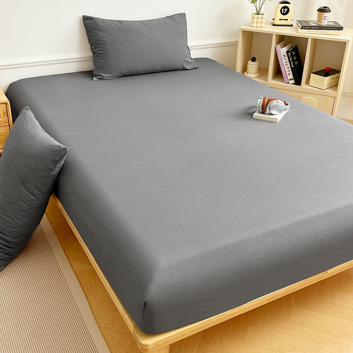 91家纺网 家纺一手货源 找家纺 卡迪熊家纺 2025新款亲肤舒适水洗m单床笠 银优灰