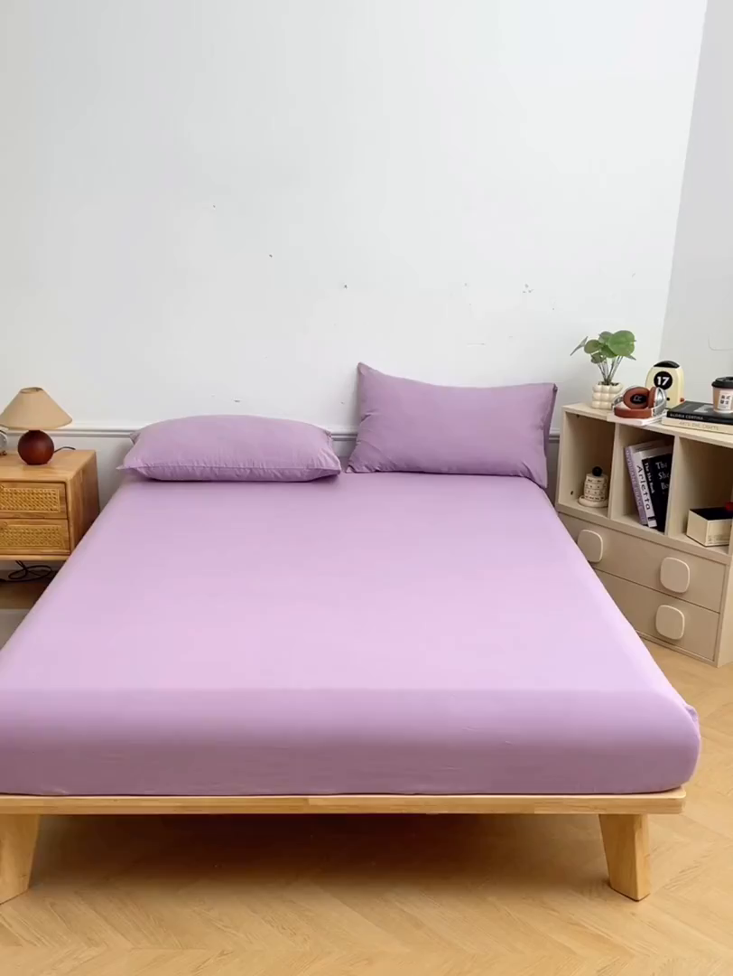 91家纺网 家纺一手货源 找家纺 卡迪熊家纺 2025新款亲肤舒适水洗m单床笠 魅力紫