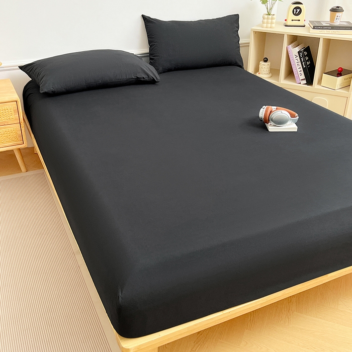 91家纺网 家纺一手货源 找家纺 卡迪熊家纺 2025新款亲肤舒适水洗m单床笠 耀夜黑