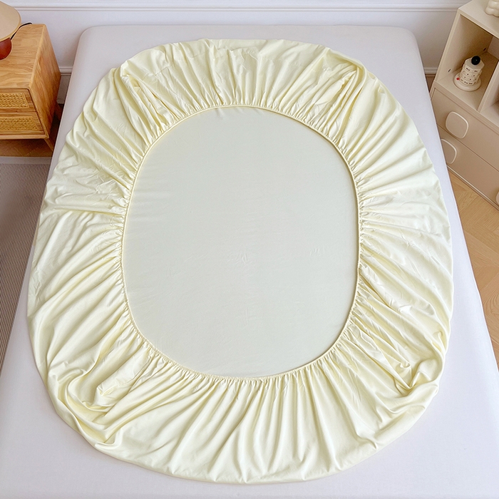 91家纺网 家纺一手货源 找家纺 彩韵家纺 2025新款亲肤舒适水洗m单床笠 奶黄