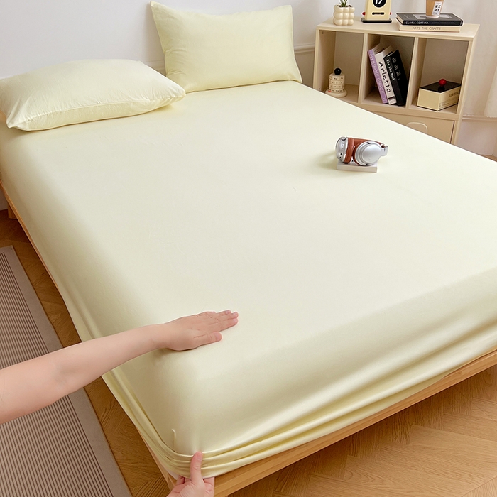 彩韵家纺 2025新款亲肤舒适水洗m单床笠 奶黄