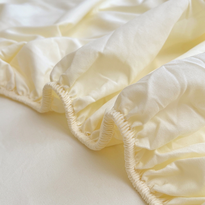 91家纺网 家纺一手货源 找家纺 彩韵家纺 2025新款亲肤舒适水洗m单床笠 奶黄