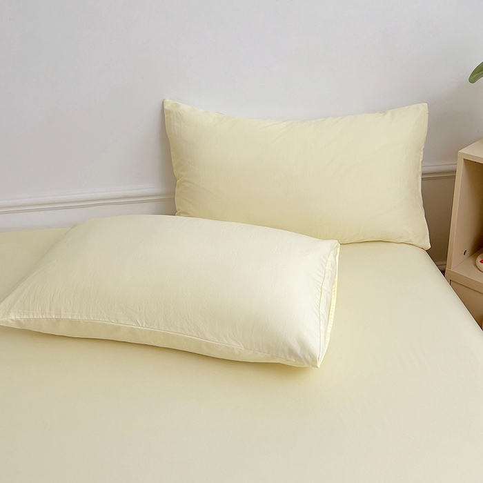 91家纺网 家纺一手货源 找家纺 彩韵家纺 2025新款亲肤舒适水洗m单床笠 奶黄