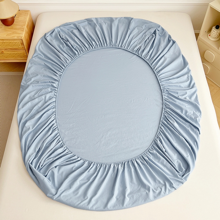 91家纺网 家纺一手货源 找家纺 彩韵家纺 2025新款亲肤舒适水洗m单床笠 天空蓝