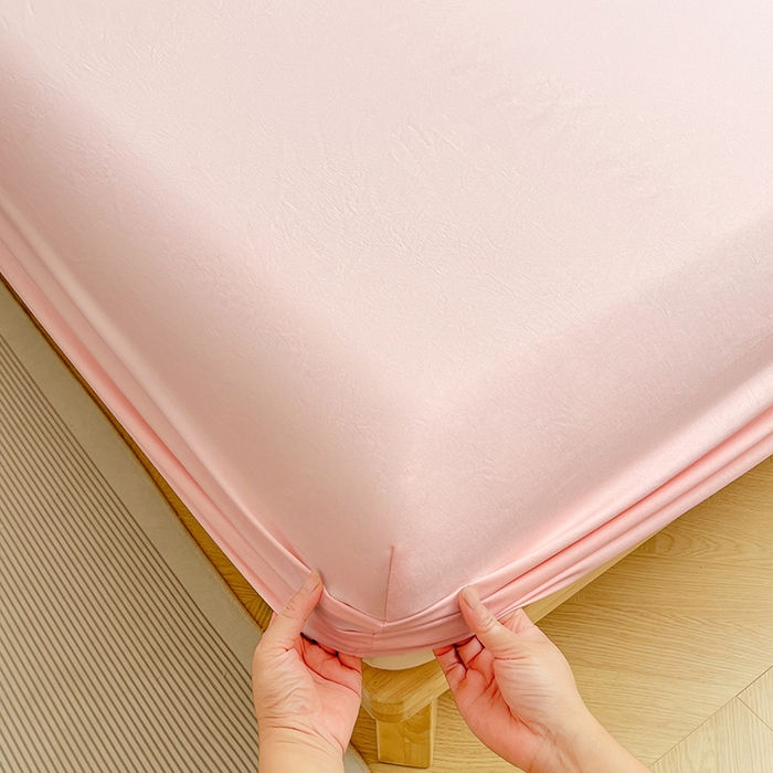 91家纺网 家纺一手货源 找家纺 彩韵家纺 2025新款亲肤舒适水洗m单床笠 樱花粉