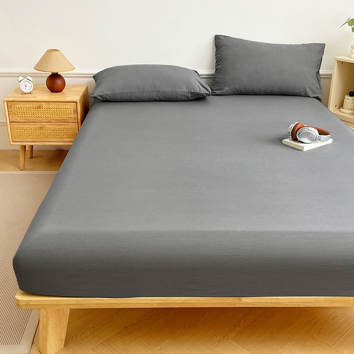 91家纺网 家纺一手货源 找家纺 彩韵家纺 2025新款亲肤舒适水洗m单床笠 银优灰