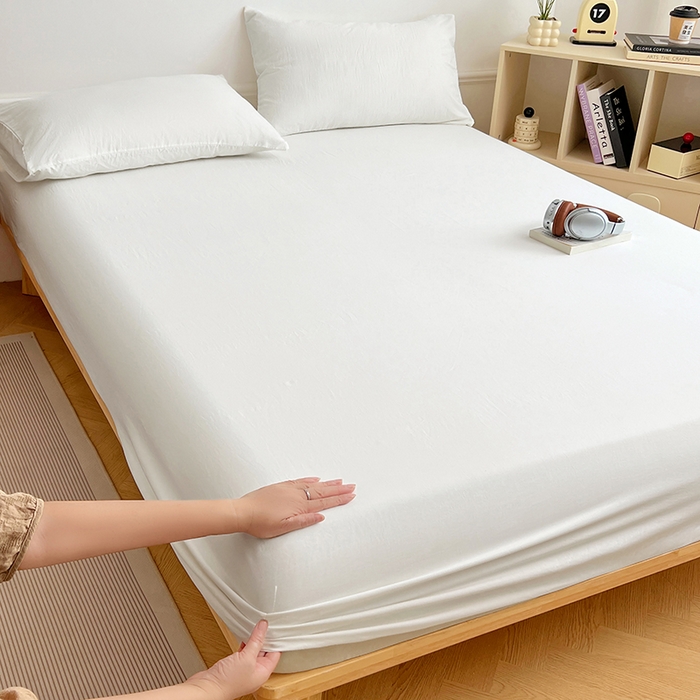 彩韵家纺 2025新款亲肤舒适水洗m单床笠 珍珠白