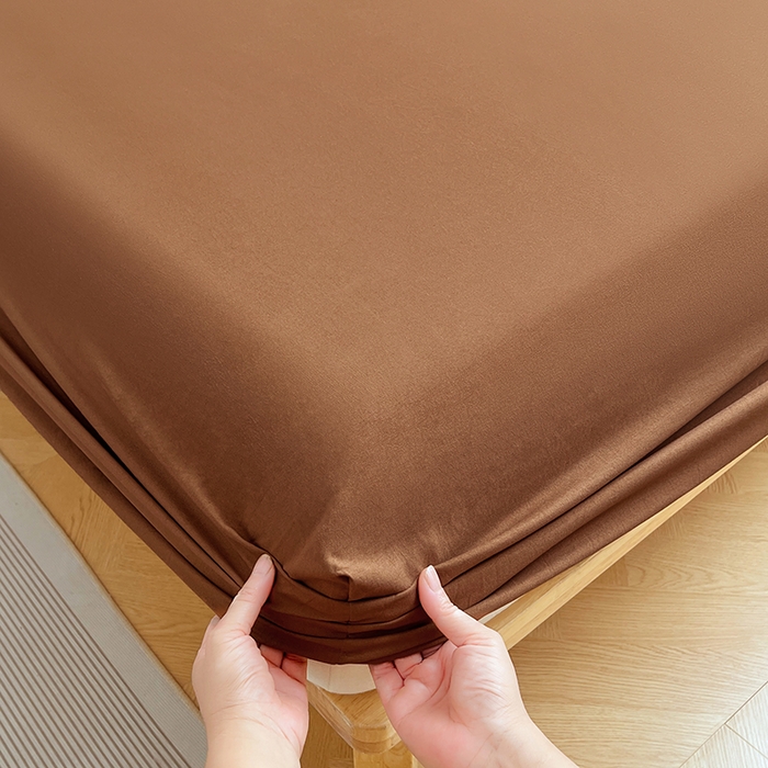 91家纺网 家纺一手货源 找家纺 彩韵家纺 2025新款亲肤舒适水洗m单床笠 咖啡