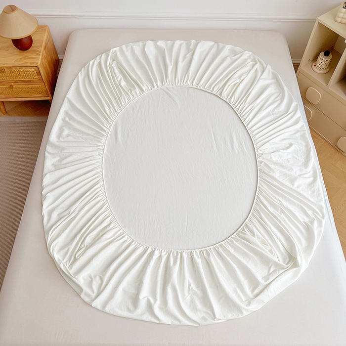 91家纺网 家纺一手货源 找家纺 彩韵家纺 2025新款亲肤舒适水洗m单床笠 珍珠白