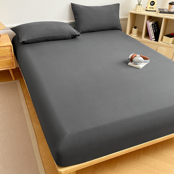 91家纺网 家纺一手货源 找家纺 彩韵家纺 2025新款亲肤舒适水洗m单床笠 绅士灰