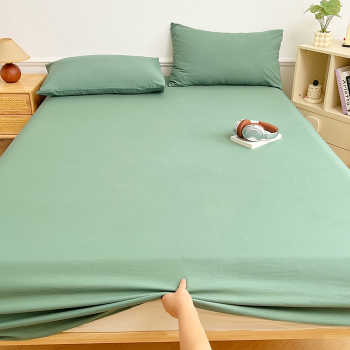 91家纺网 家纺一手货源 找家纺 彩韵家纺 2025新款亲肤舒适水洗m单床笠 橄榄绿