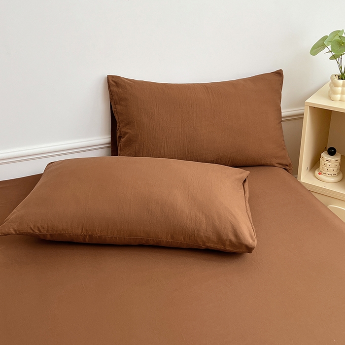 91家纺网 家纺一手货源 找家纺 彩韵家纺 2025新款亲肤舒适水洗m单床笠 咖啡