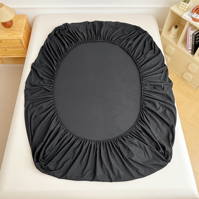 91家纺网 家纺一手货源 找家纺 彩韵家纺 2025新款亲肤舒适水洗m单床笠 耀夜黑