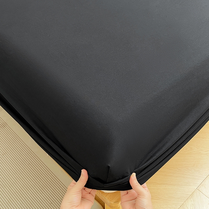 91家纺网 家纺一手货源 找家纺 彩韵家纺 2025新款亲肤舒适水洗m单床笠 耀夜黑