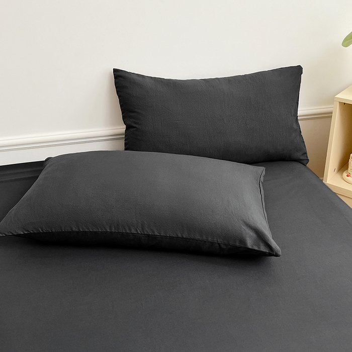 91家纺网 家纺一手货源 找家纺 彩韵家纺 2025新款亲肤舒适水洗m单床笠 耀夜黑