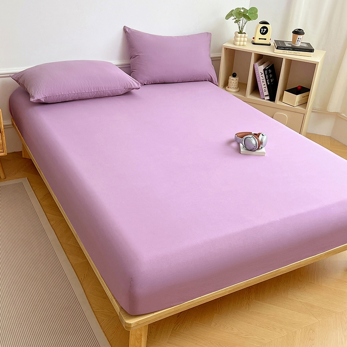 91家纺网 家纺一手货源 找家纺 彩韵家纺 2025新款亲肤舒适水洗m单床笠 魅力紫