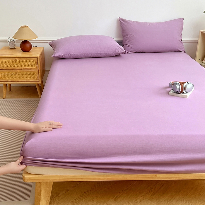 91家纺网 家纺一手货源 找家纺 彩韵家纺 2025新款亲肤舒适水洗m单床笠 魅力紫