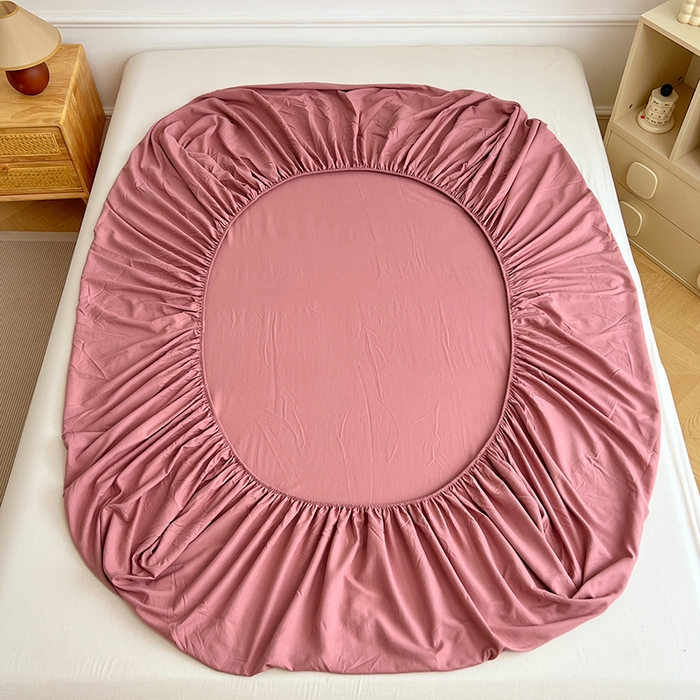 91家纺网 家纺一手货源 找家纺 彩韵家纺 2025新款亲肤舒适水洗m单床笠 酒曲红