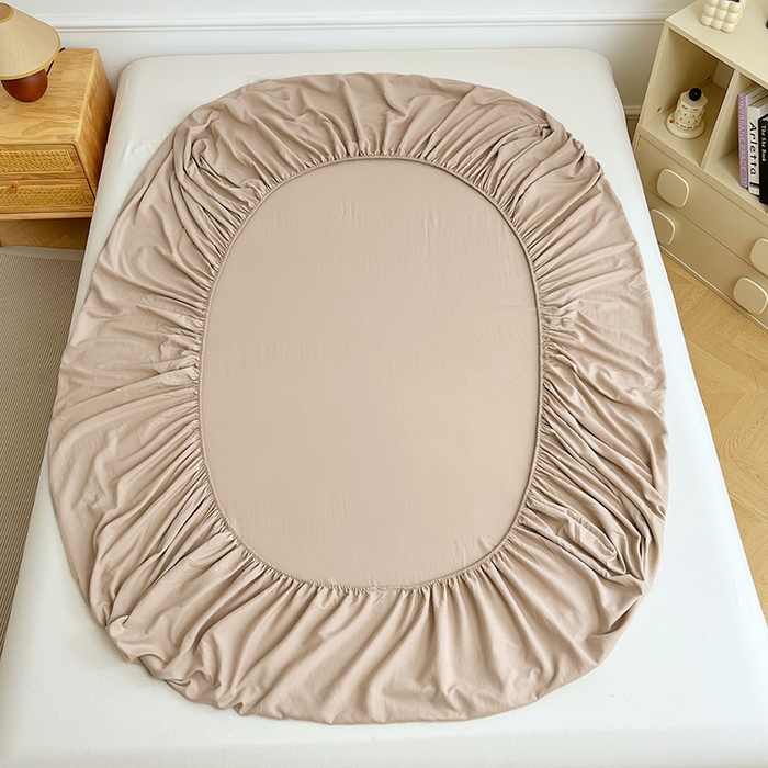 91家纺网 家纺一手货源 找家纺 彩韵家纺 2025新款亲肤舒适水洗m单床笠 卡其