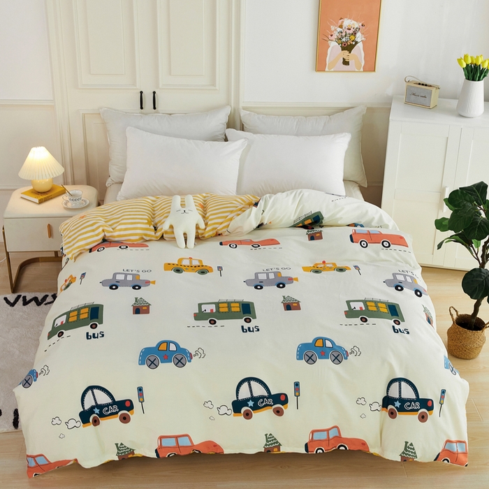 91家纺网 家纺一手货源 找家纺 （总）依庭 2025春夏新款12868全棉纯棉印花卡通系列单被套 被套单件