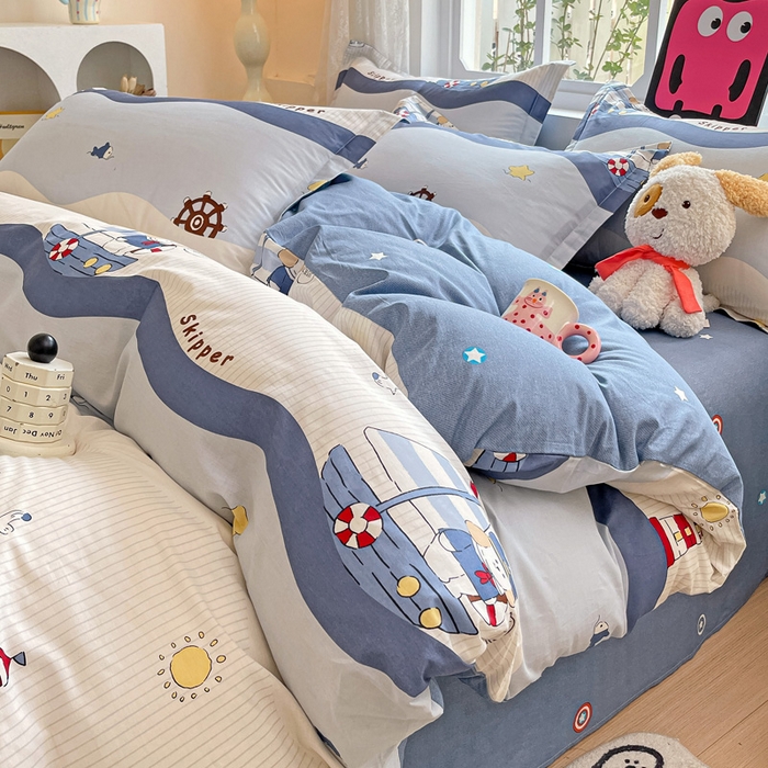 91家纺网 家纺一手货源 找家纺 （总）依庭 2025春夏新款12868全棉纯棉印花卡通系列单被套 被套单件