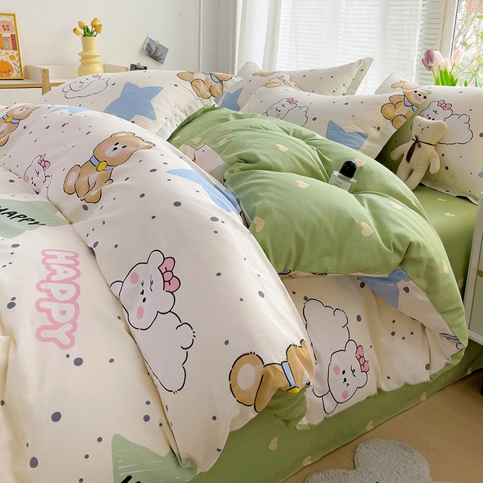 91家纺网 家纺一手货源 找家纺 （总）依庭 2025春夏新款12868全棉纯棉印花卡通系列单被套 被套单件