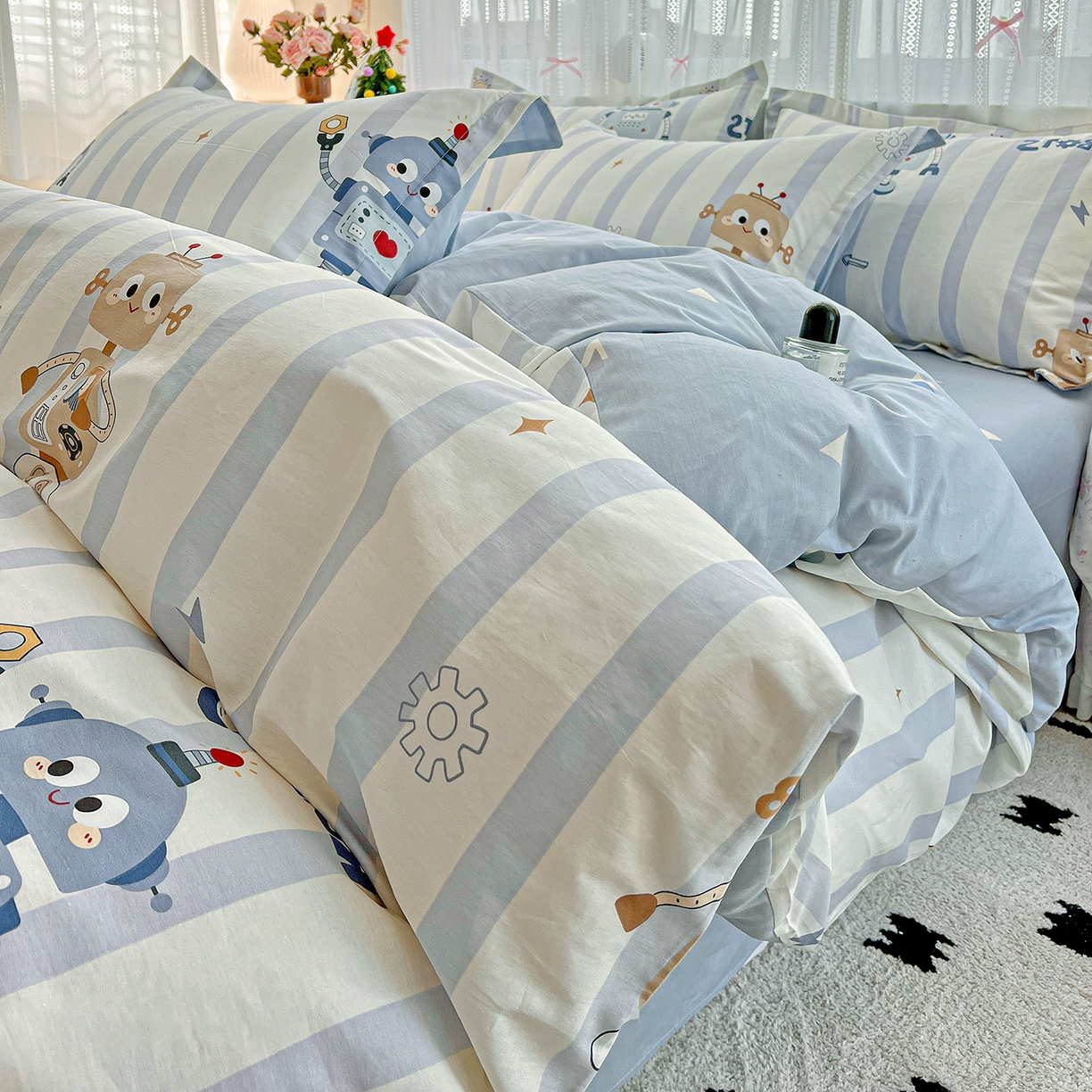 91家纺网 家纺一手货源 找家纺 （总）依庭 2025春夏新款12868全棉纯棉印花卡通系列单被套 被套单件