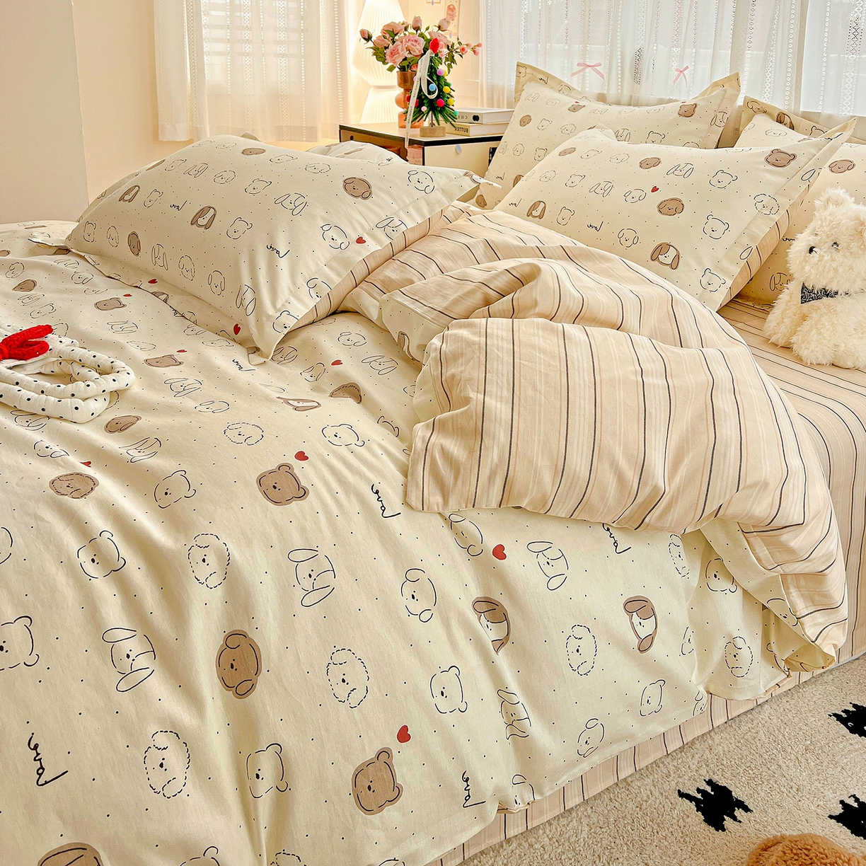 91家纺网 家纺一手货源 找家纺 依庭 2025春夏新款12868全棉纯棉印花卡通系列单被套 被套单件 柴犬日出