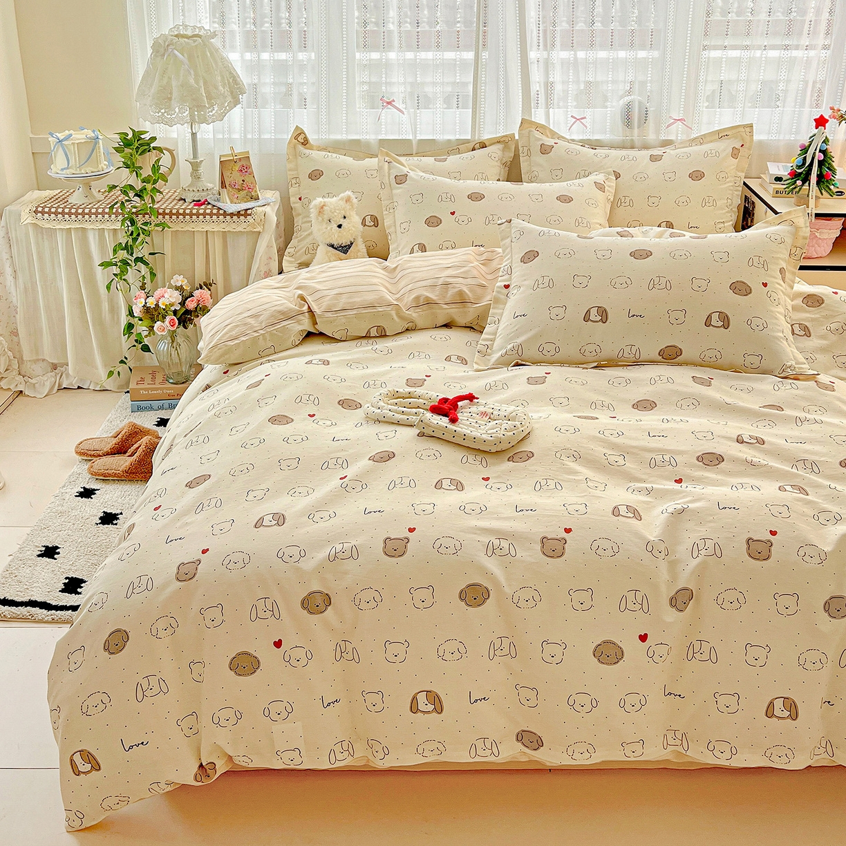 91家纺网 家纺一手货源 找家纺 依庭 2025春夏新款12868全棉纯棉印花卡通系列单被套 被套单件 柴犬日出