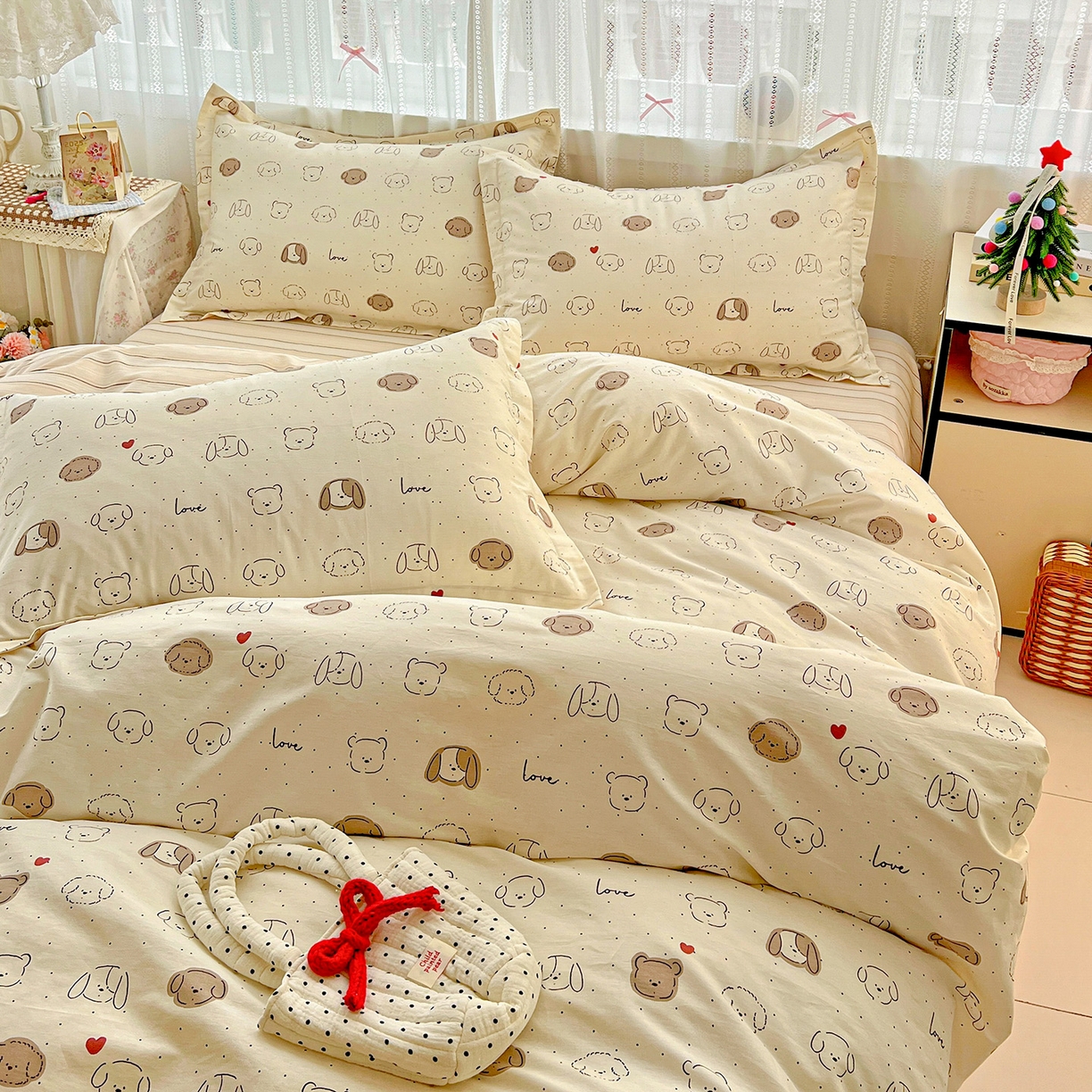 91家纺网 家纺一手货源 找家纺 依庭 2025春夏新款12868全棉纯棉印花卡通系列单被套 被套单件 柴犬日出