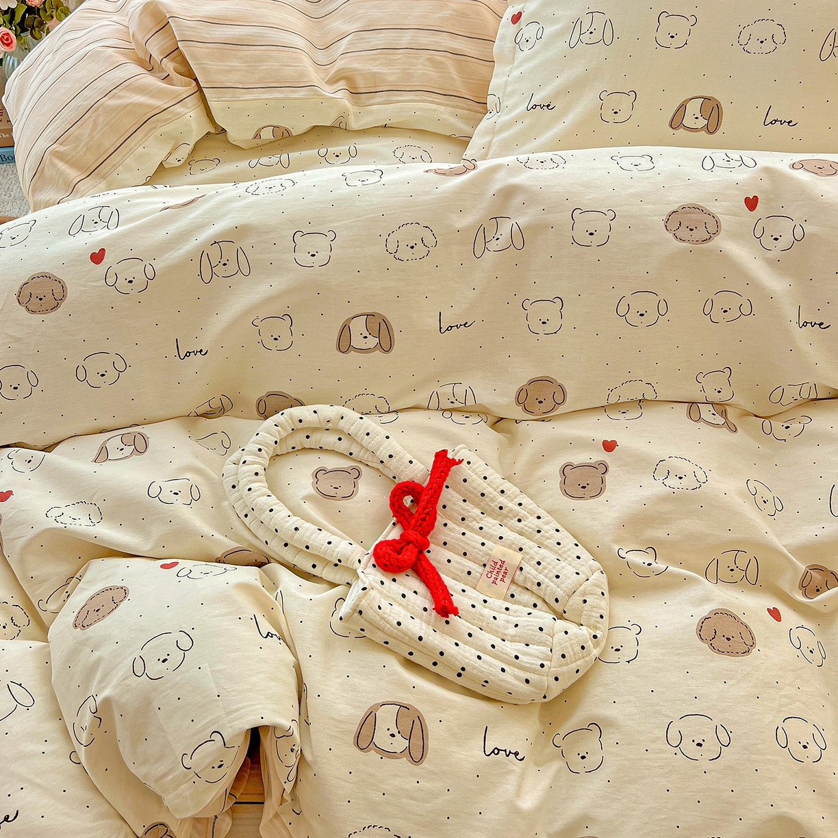 91家纺网 家纺一手货源 找家纺 依庭 2025春夏新款12868全棉纯棉印花卡通系列单被套 被套单件 柴犬日出
