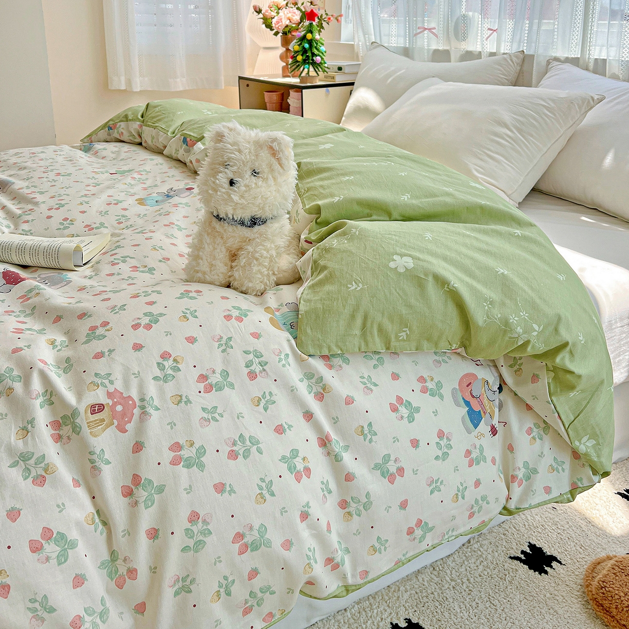 91家纺网 家纺一手货源 找家纺 依庭 2025春夏新款12868全棉纯棉印花卡通系列单被套 被套单件 弹唱小象