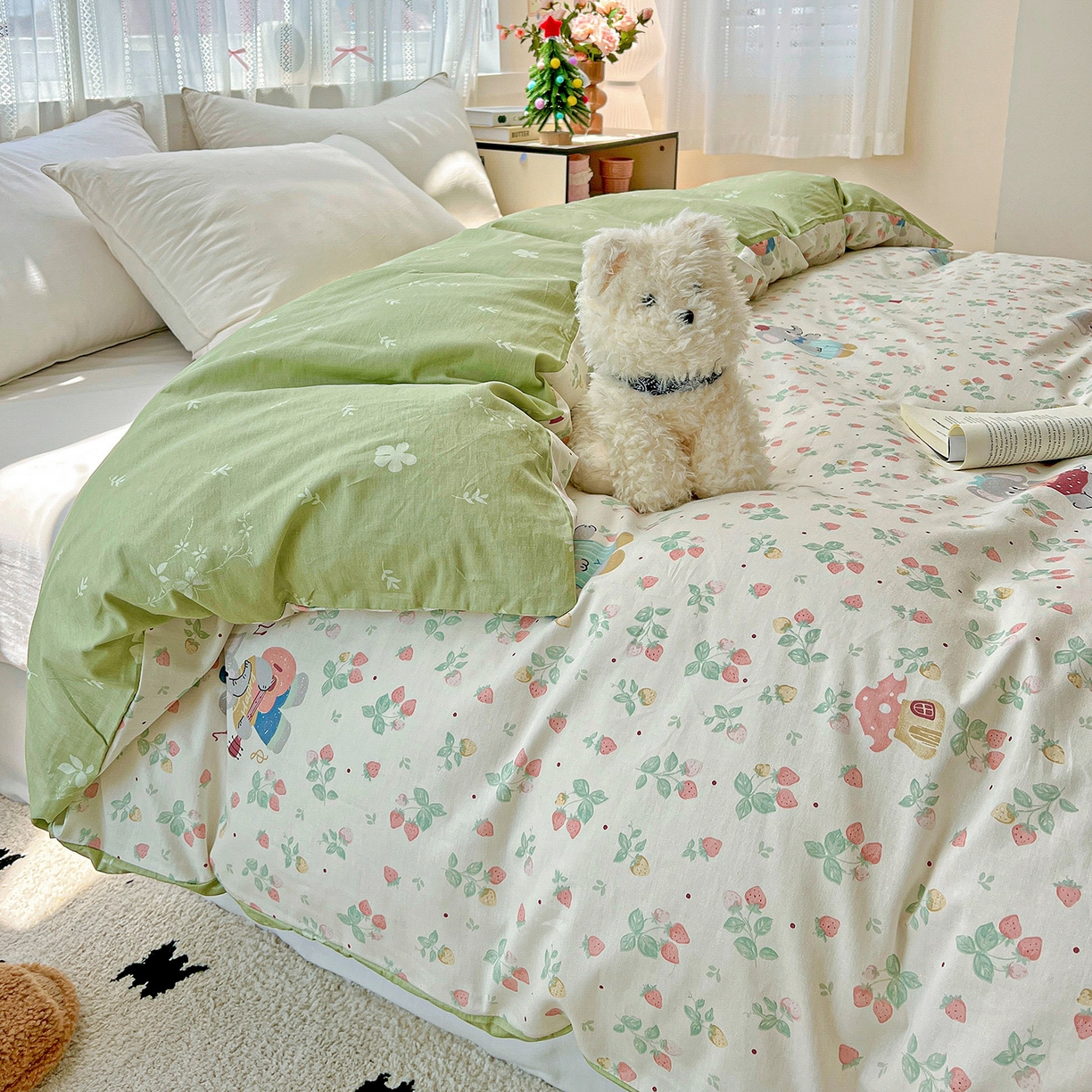 91家纺网 家纺一手货源 找家纺 依庭 2025春夏新款12868全棉纯棉印花卡通系列单被套 被套单件 弹唱小象