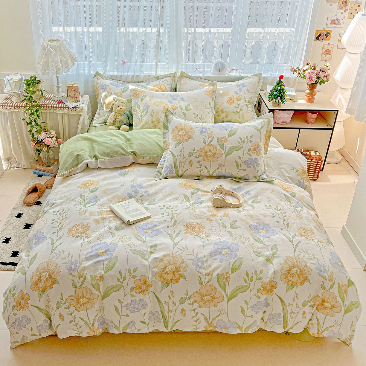 91家纺网 家纺一手货源 找家纺 依庭 2025春夏新款12868全棉纯棉印花卡通系列单被套 被套单件 灯火阑珊