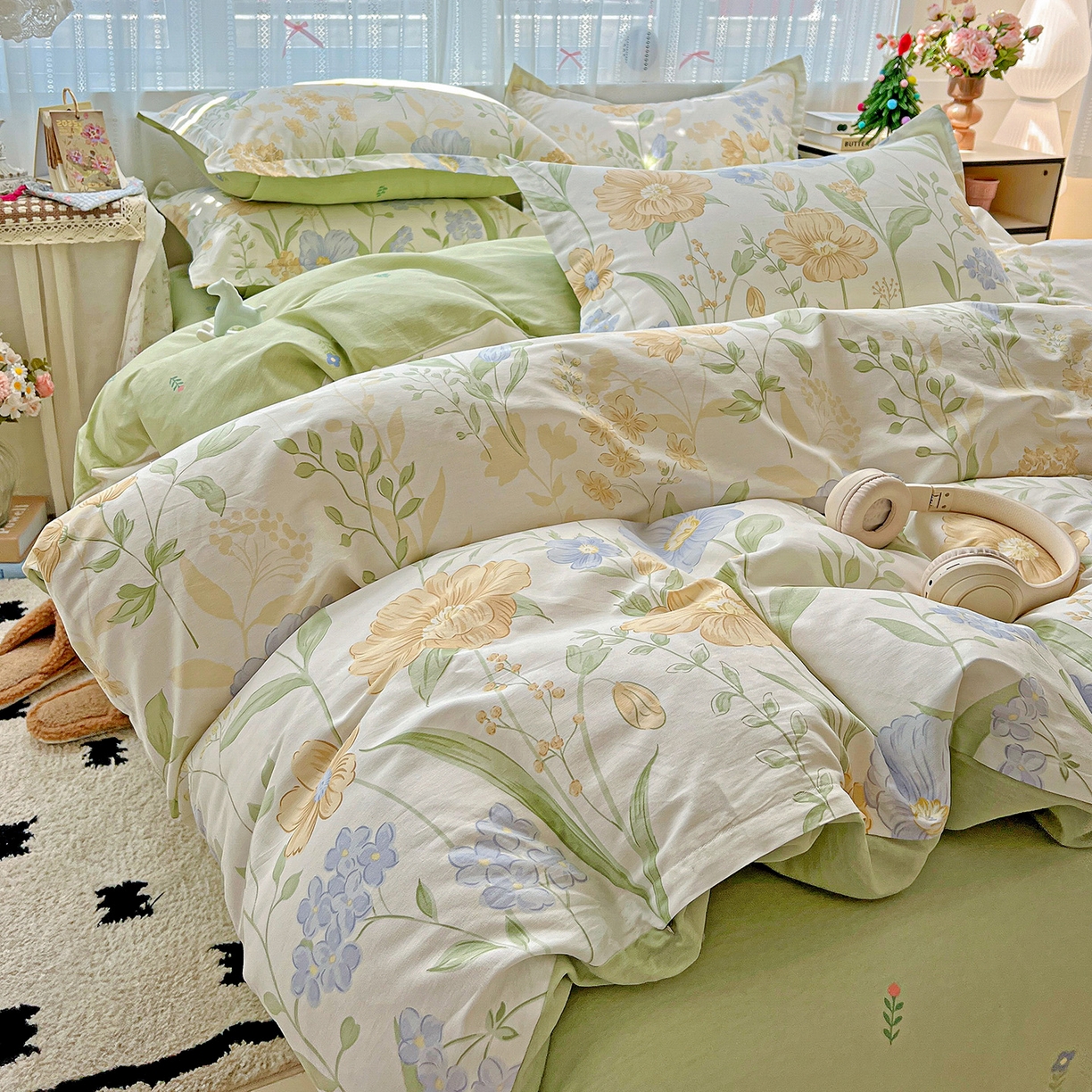 91家纺网 家纺一手货源 找家纺 依庭 2025春夏新款12868全棉纯棉印花卡通系列单被套 被套单件 灯火阑珊