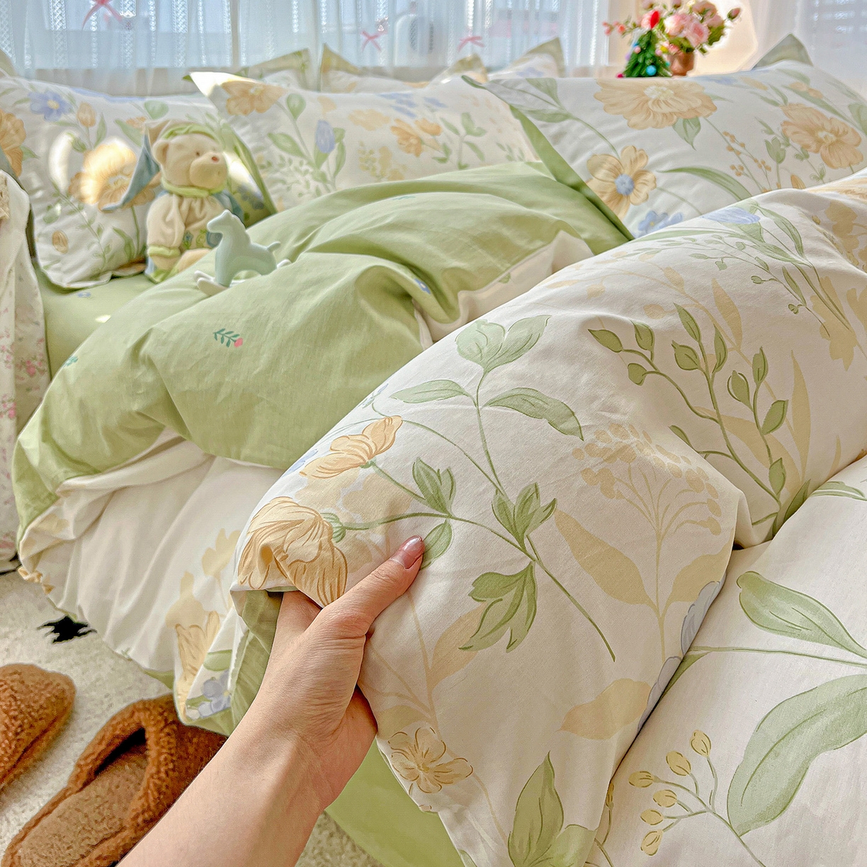 91家纺网 家纺一手货源 找家纺 依庭 2025春夏新款12868全棉纯棉印花卡通系列单被套 被套单件 灯火阑珊