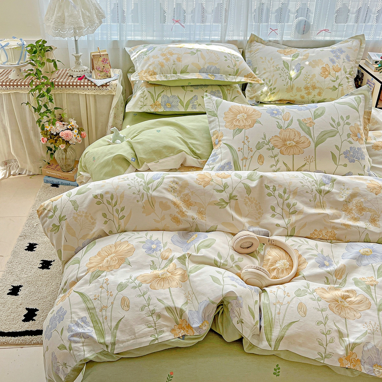 91家纺网 家纺一手货源 找家纺 依庭 2025春夏新款12868全棉纯棉印花卡通系列单被套 被套单件 灯火阑珊