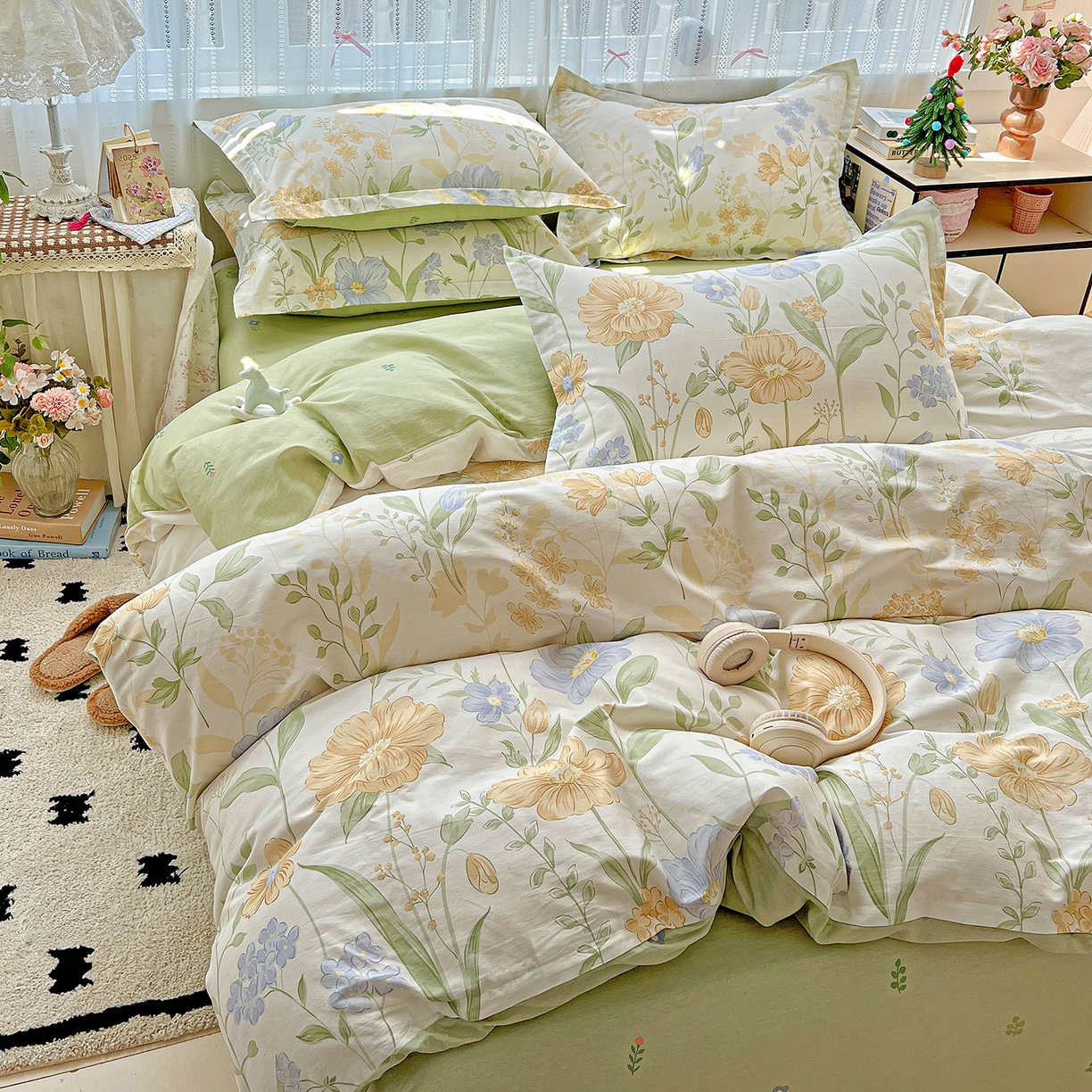 91家纺网 家纺一手货源 找家纺 依庭 2025春夏新款12868全棉纯棉印花卡通系列单被套 被套单件 灯火阑珊