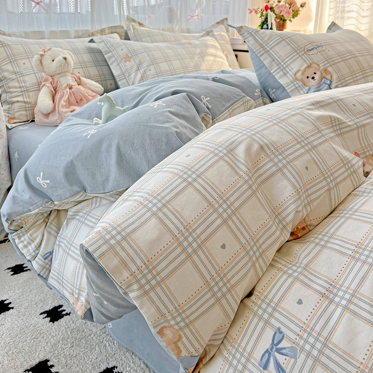 91家纺网 家纺一手货源 找家纺 依庭 2025春夏新款12868全棉纯棉印花卡通系列单被套 被套单件 浮云初梦