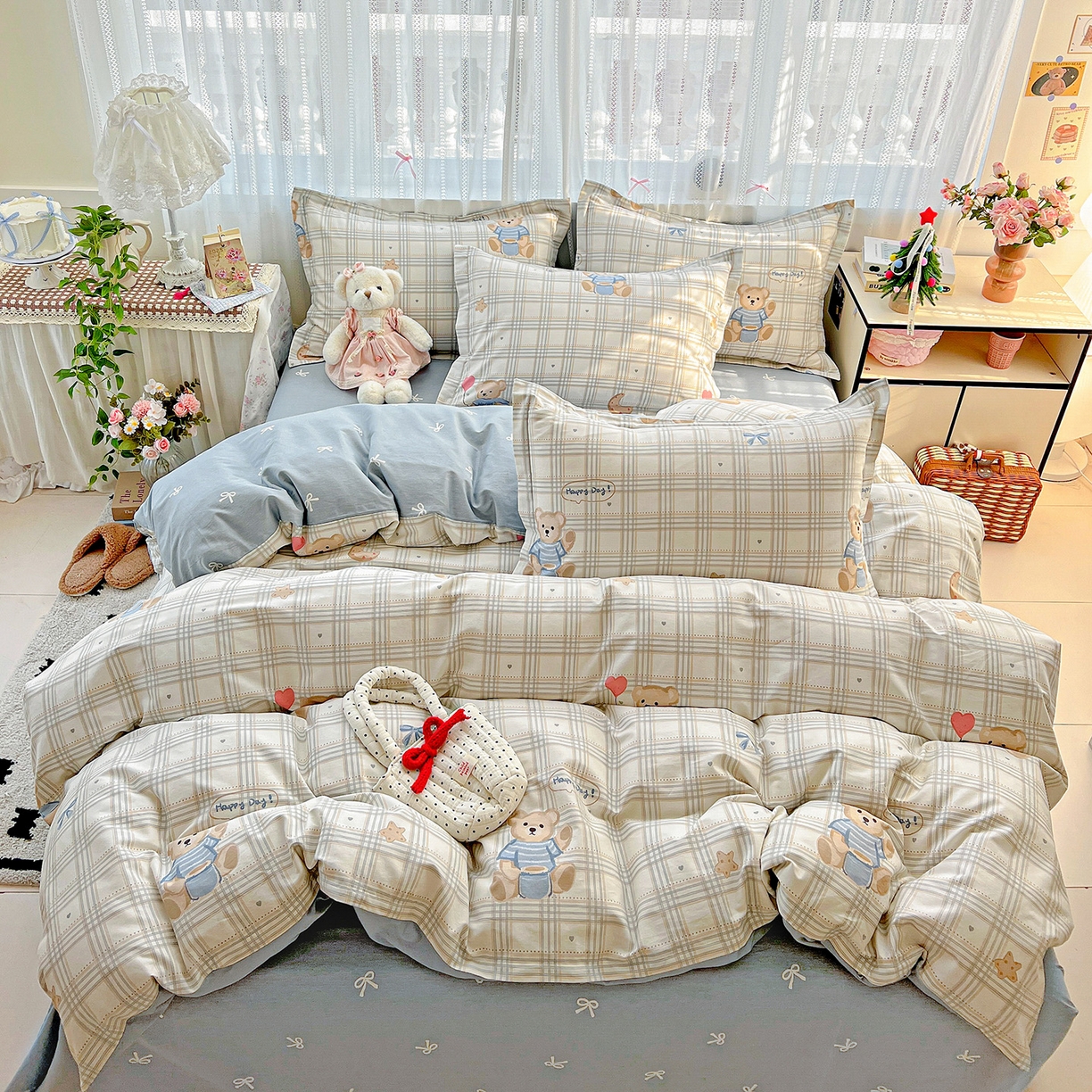 91家纺网 家纺一手货源 找家纺 依庭 2025春夏新款12868全棉纯棉印花卡通系列单被套 被套单件 浮云初梦