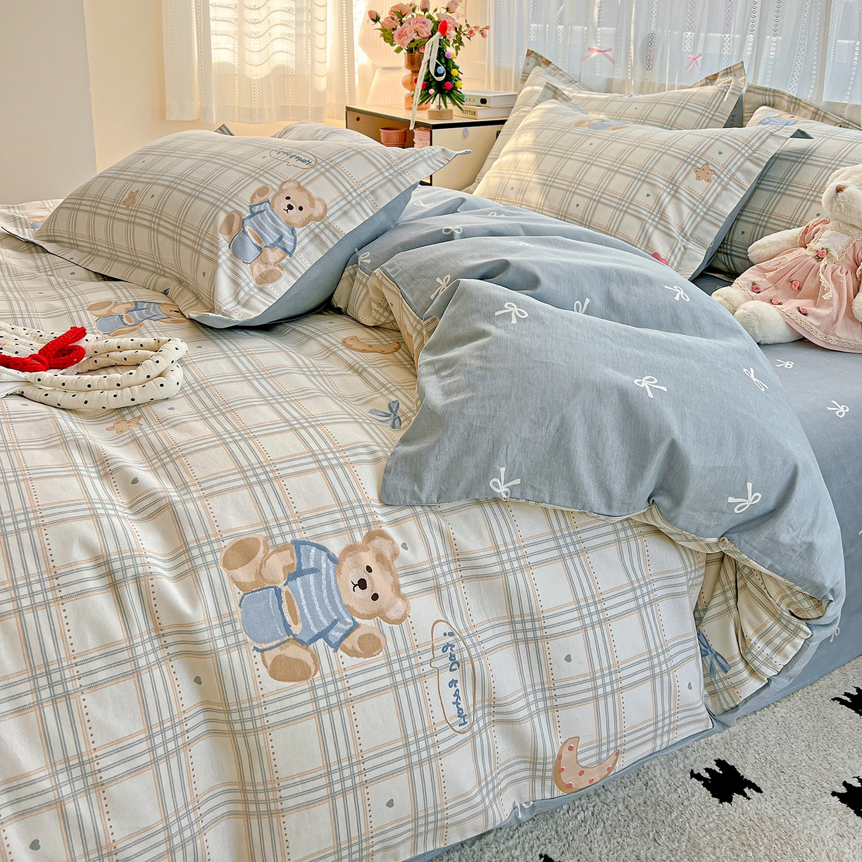 91家纺网 家纺一手货源 找家纺 依庭 2025春夏新款12868全棉纯棉印花卡通系列单被套 被套单件 浮云初梦