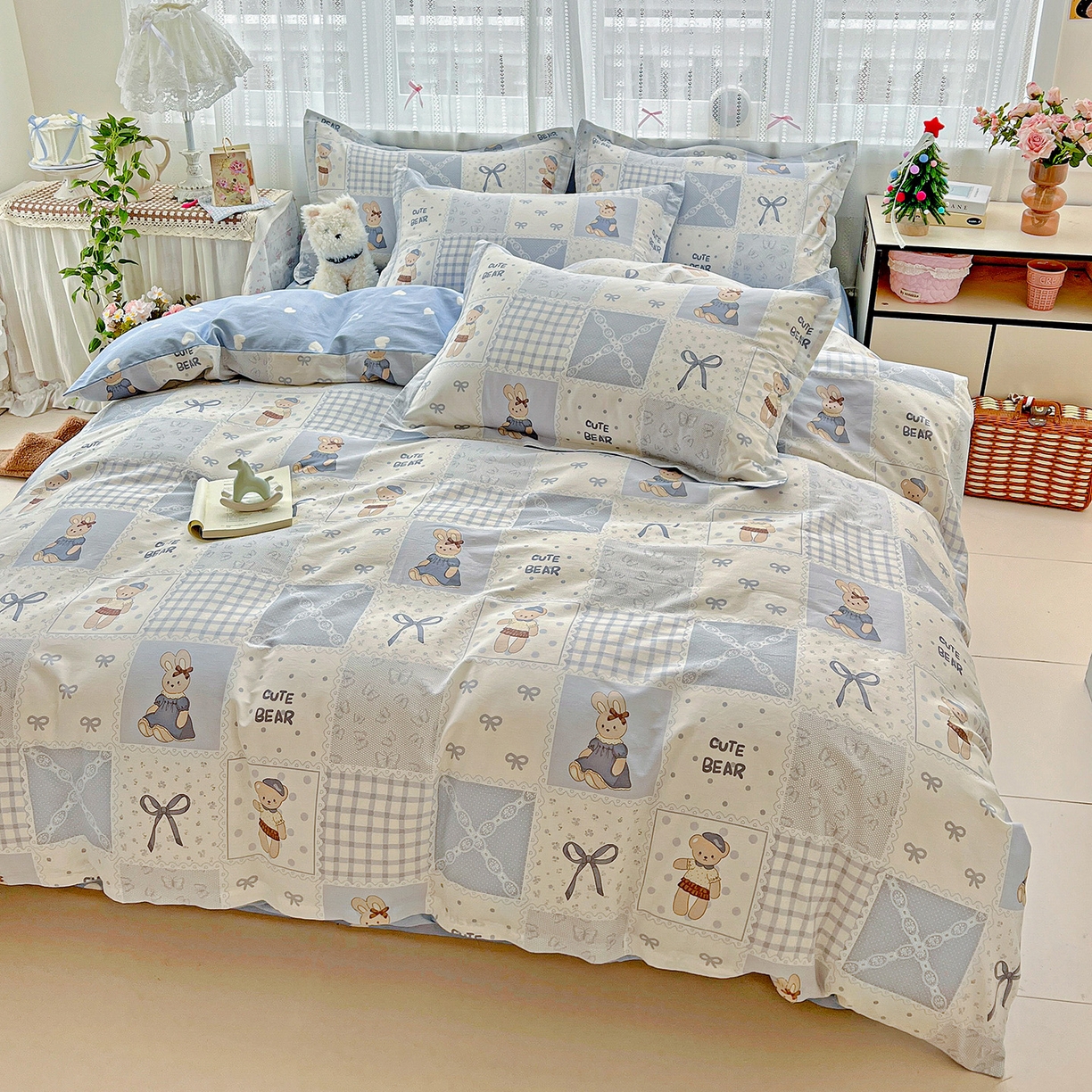 91家纺网 家纺一手货源 找家纺 依庭 2025春夏新款12868全棉纯棉印花卡通系列单被套 被套单件 海浪摇篮