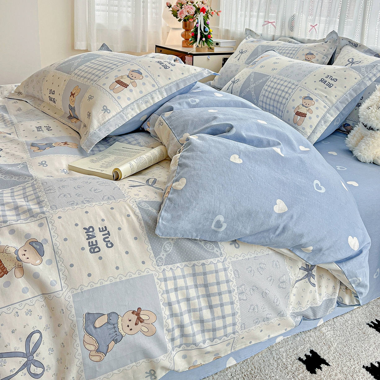 91家纺网 家纺一手货源 找家纺 依庭 2025春夏新款12868全棉纯棉印花卡通系列单被套 被套单件 海浪摇篮