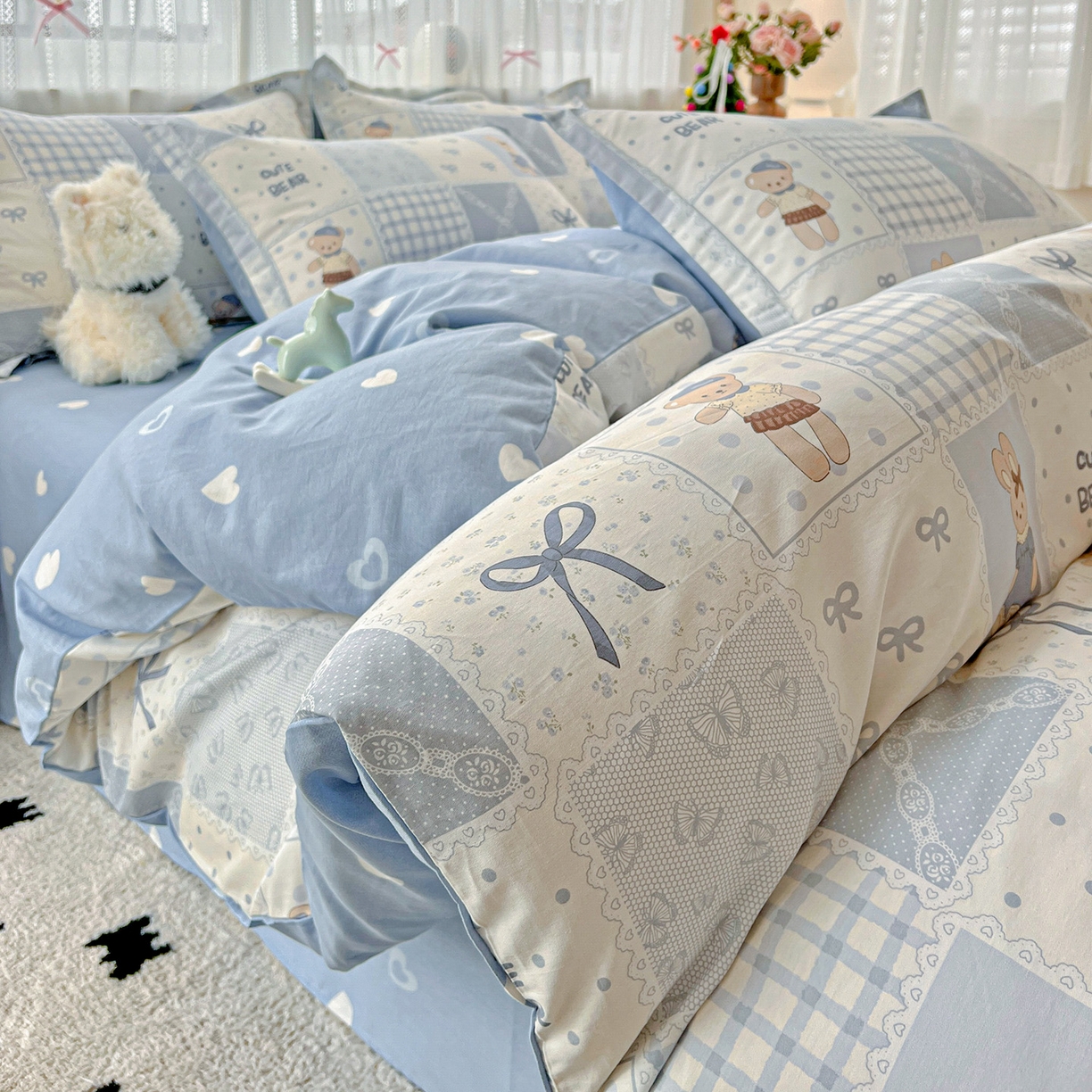 91家纺网 家纺一手货源 找家纺 依庭 2025春夏新款12868全棉纯棉印花卡通系列单被套 被套单件 海浪摇篮