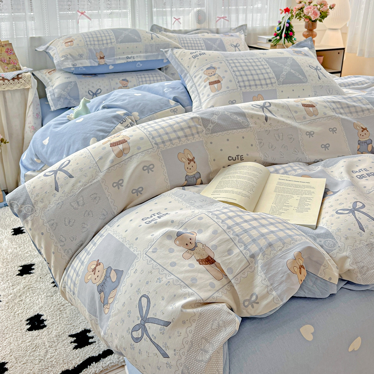 91家纺网 家纺一手货源 找家纺 依庭 2025春夏新款12868全棉纯棉印花卡通系列单被套 被套单件 海浪摇篮