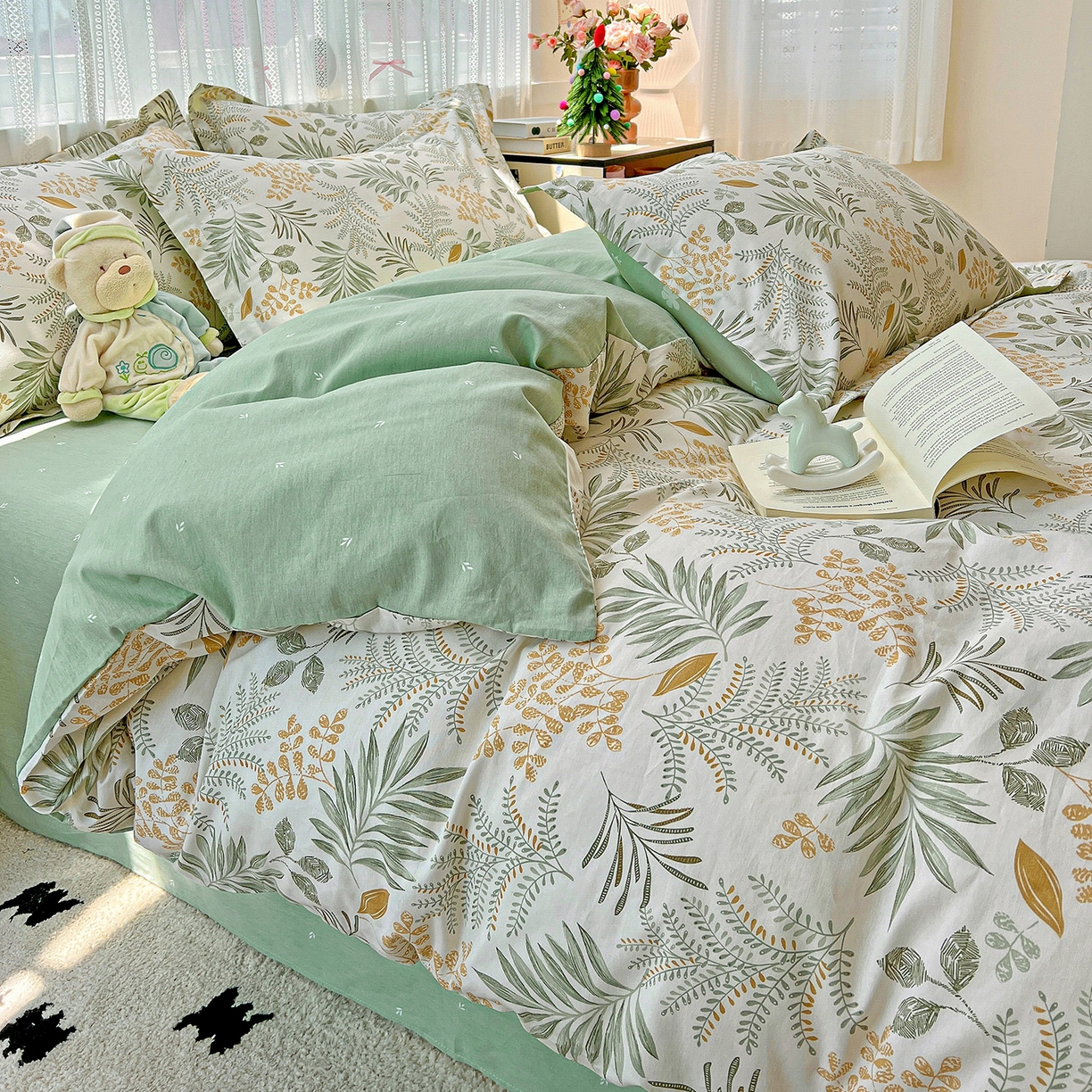 91家纺网 家纺一手货源 找家纺 依庭 2025春夏新款12868全棉纯棉印花卡通系列单被套 被套单件 弹唱小象