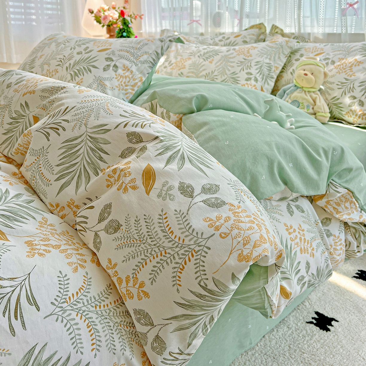 91家纺网 家纺一手货源 找家纺 依庭 2025春夏新款12868全棉纯棉印花卡通系列单被套 被套单件 弹唱小象