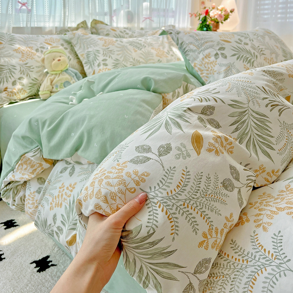 91家纺网 家纺一手货源 找家纺 依庭 2025春夏新款12868全棉纯棉印花卡通系列单被套 被套单件 弹唱小象