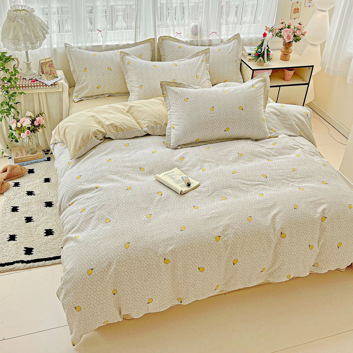 91家纺网 家纺一手货源 找家纺 依庭 2025春夏新款12868全棉纯棉印花卡通系列单被套 被套单件 乐柠-黄